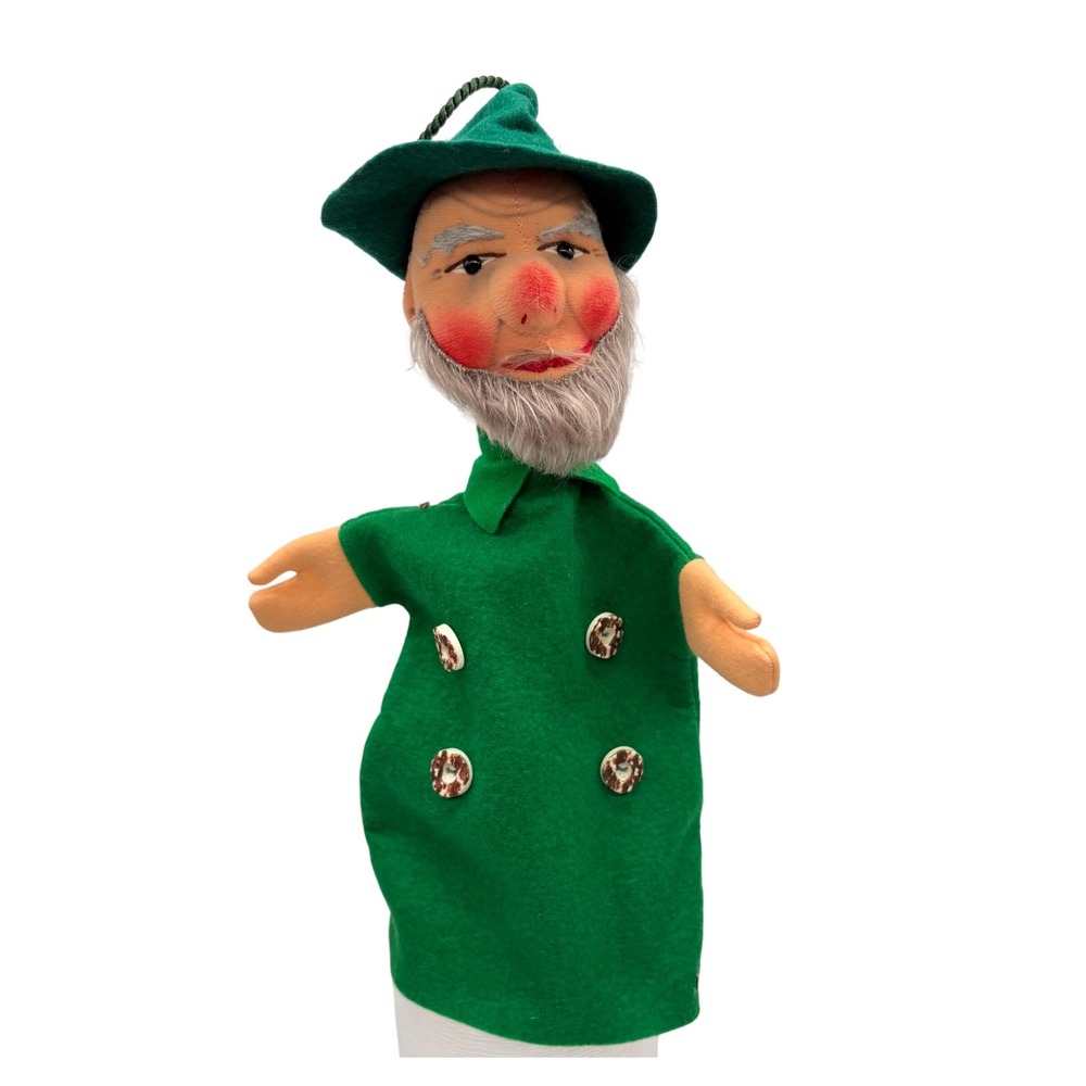 Vintage Kersa Hunter German Hand Puppet Green Felt Old‎ Man Toy